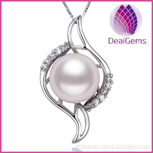 AAA grade White 925 sterling silver freshwater pearl pendant necklace